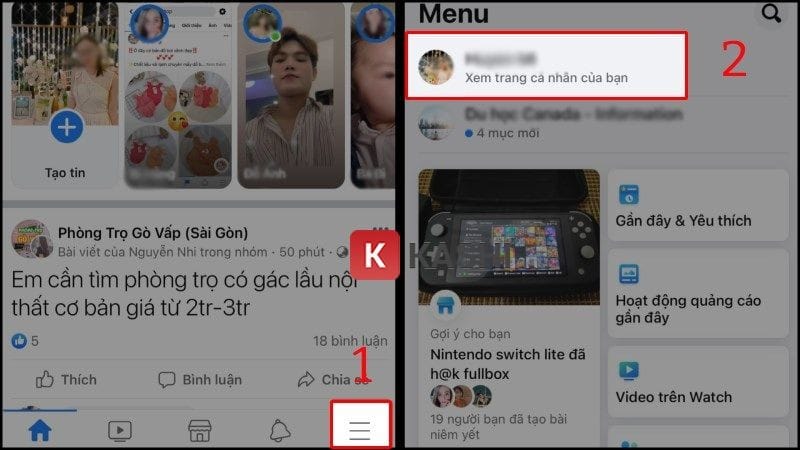 Truy cập vào trang cá nhân