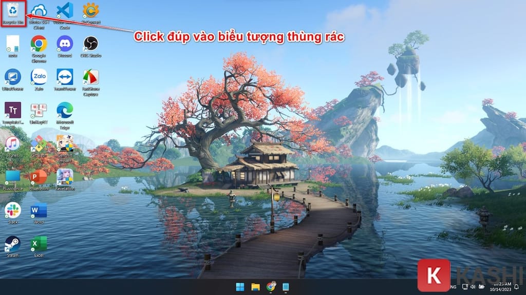 Mở thùng rác Recycle Bin
