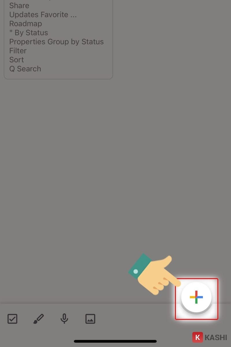 Mở ứng dụng Google Keep và nhấn dấu cộng