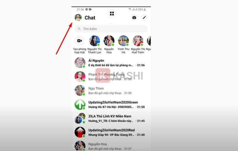Mở Messenger và nhấn vào ảnh đại diện